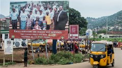 Ebola posters in Freetown, Sierra Leone.
Olivia Acland / Barcroft Media via Getty Images /