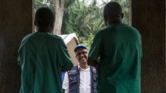 WHO Director-General Tedros Adhanom at an Ebola treatment centre in Itipo. Getty images/ Junior D. Kannah