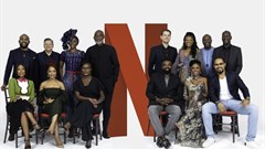 Back row (From L-R): Banky W, Ted Sarandos (Netflix Chief Content Officer), Kate Henshaw, Richard Mofe-Damijo, Felipe Tewes (Netflix Italian & African Originals Director), Omoni Oboli, Ben Amadasun (Netflix Africa Licensing Director) and Akin Omotoso Front Row (L-R) Mo Abudu, Adesua Etomi, Dorothy Ghettuba (Netflix African Originals lead) , Kunle Afolayan, Kemi Adetiba and Ramsey Noah.