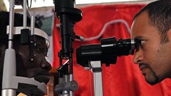 A man being tested as he takes part in an ophthalmological study and examination. Tony Karumba/AFP via Getty Images