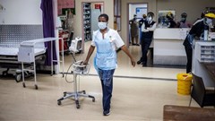 A health worker drags an electrocardiograph at the Charlotte Maxeke Hospital in Johannesburg.
Michele SpatariI/AFP via Getty Images
