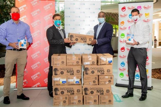 L-R: Daniel Harrisberg, co-founder, CoronaCare; Marc Lubner, co-founder and executive chairperson, Smile Foundation; Kweku Bedu-Addo, CEO South Africa and Southern Africa, Standard Chartered; Hedley Lewis CEO, Smile Foundation