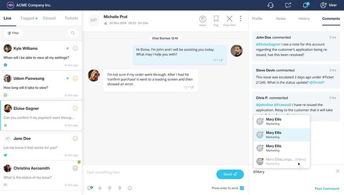 Chat Desk - internal comments