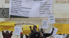 Residents of Lamu, Kenya, accuse the government of ignoring their concerns and going ahead with the construction of a huge port. TONY KARUMBA/AFP via Getty Images