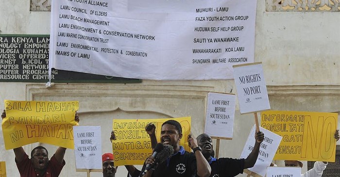 Residents of Lamu, Kenya, accuse the government of ignoring their concerns and going ahead with the construction of a huge port. TONY KARUMBA/AFP via Getty Images