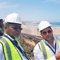 Minister of Mineral and Energy Resources Gwede Mantashe and Australian mining boss Mark Caruso during the minister’s visit to the Tormin mineral sands mine on the West Coast in February 2019. Photo: John Yeld