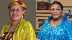 The first lady of Nigeria, Dr Aisha Muhammadu Buhari and the first lady of Ghana, Rebecca Akufo-Addo. Images source: Facebook.