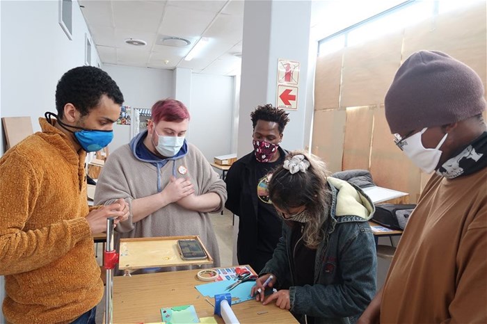 Left to right: Jace Lockett, Joshua Luyt, Thulani Yose-Simantov, Amaarah Sadien, Khazimla Trom