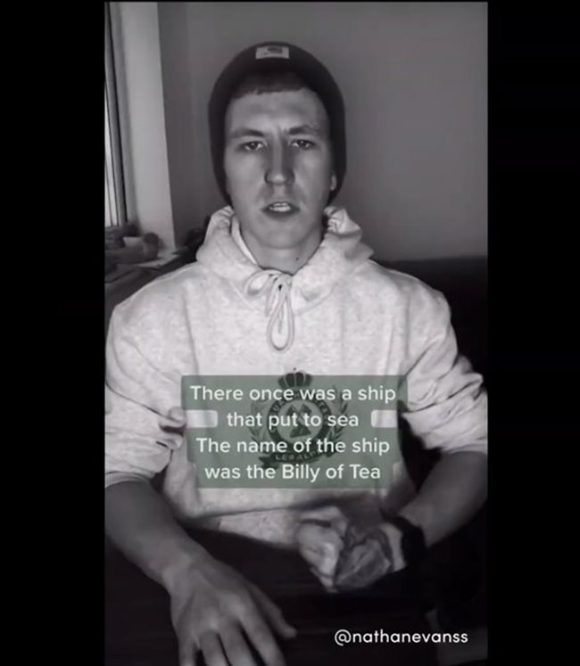 Nathan Evans performing on Tiktok