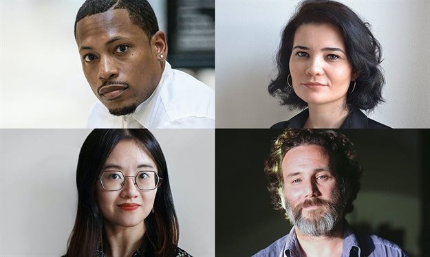 Harvard GSD's 2021 Wheelwright Prize finalists (clockwise from top left): Germane Barnes, Iulia Statica, Luis Berríos-Negrón, and Catty Dan Zhang. Image: Harvard GSD