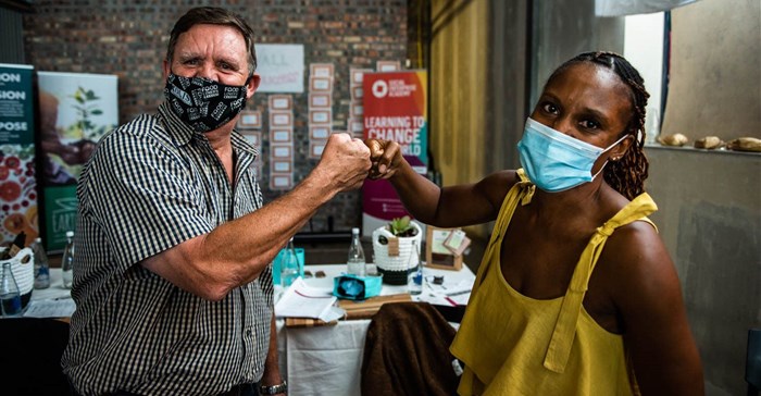 Food Lover’s Market CEO Brian Coppin with TVMA founder Mmabatho Portia Morudi