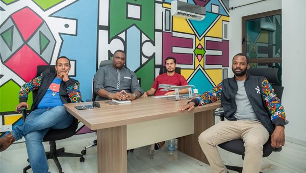 Afrikrea executive team L-R: Luc Perussault-Diallo (CTO), Moulaye Taboure (CEO), Guillaume Darnaudet (CFO), and Kadry Diallo (CMO