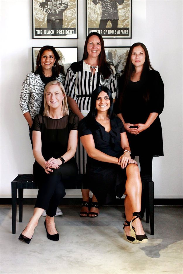 Back (L to R): Suhana Gordhan, Tracy Jones and Meagan Fester; Front (L to R): Aileen Sauerman and Nino Naidoo