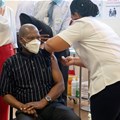 South African Health Minister Zweli Mkhize receives the Johnson and Johnson coronavirus disease (Covid-19) vaccination at the Khayelitsha Hospital near Cape Town, South Africa, February 17, 2021. Gianluigi Guercia/Reuters