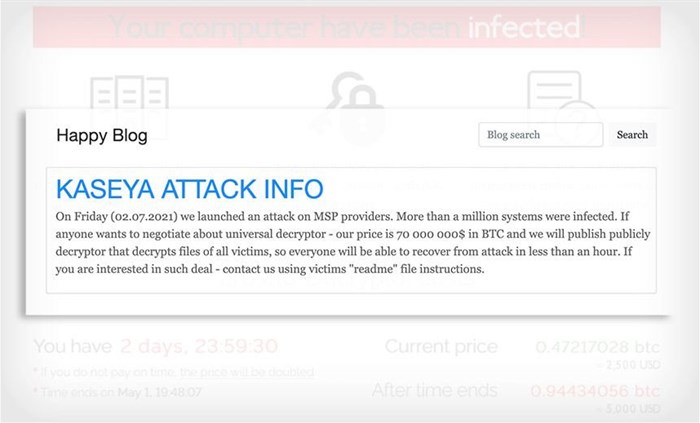 Post by REvil/Sodinokibi on its 'Happy Blog'