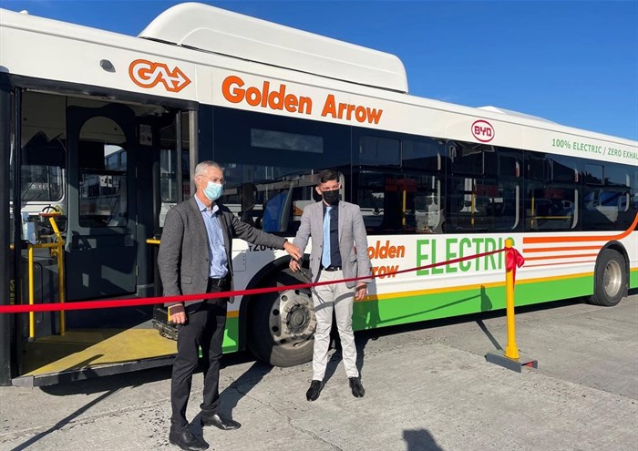 Golden Arrow chief executive Francios Meyer and Western Cape transport and public works MEC Daylin Mitchell