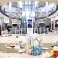A screen grab taken from a video shows the damage inside a shopping mall following protests. Source: Courtesy Kierran Allen/via Reuters
