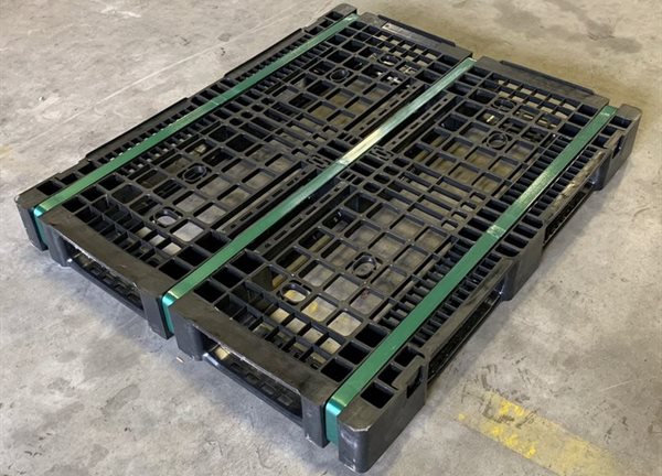 The black storage pallet made from Woolworths’ reusable shopping bags. Source: Supplied