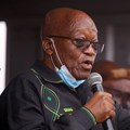 Former South African president Jacob Zuma speaks to supporters at his home in Nkandla, South Africa, 4 July 2021. Reuters/Rogan Ward/File Photo