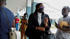 Julia Selman Ayetey, lawyer for the 21 people, who where detained by police and accused of unlawful assembly and promoting an LGBTQ agenda, speaks to journalists at the Ho Circuit Court in Ho, Volta Region, Ghana 4 June 2021. Reuter/Francis Kokoroko/File Photo