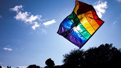Image: A participant holds a rainbow flag during the WorldPride in Copenhagen, Denmark 21 August 2021. Olafur Steinar Gestsson/Ritzau Scanpix/via Reuters