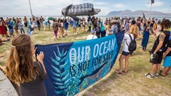 Protest against West Coast seismic blasting ahead of court case