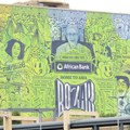 Source: supplied. The giant illustration, by Jesse Yende, at Soweto’s Chris Hani Baragwanath Hospital, which pays homage to the founders and story of African Bank.