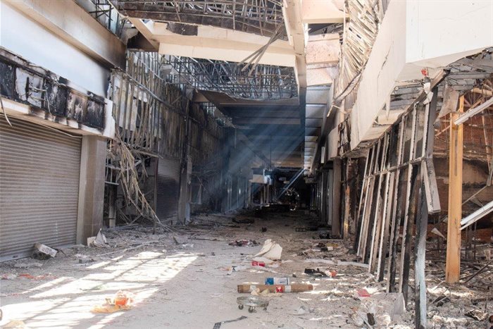 Fire damage at Greater Edendale Mall. Image supplied