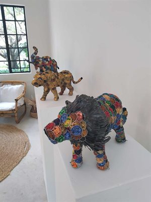 Godfrey Dambuleni's sculptures created from used Nespresso capsules
