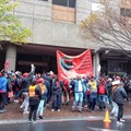 Sars workers, supported by Nehawu and PSA members, picket outside the Cape Town office on Tuesday for salary increases ahead of the nationwide strike on Wednesday. Photo: Marecia Damons / GroundUp