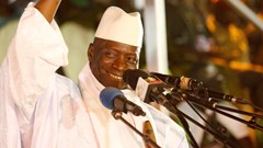 Gambia's former President Yahya Jammeh, who is also a presidential candidate for the Alliance for Patriotic Re-orientation and Construction (APRC), smiles during a rally in Banjul, Gambia, 29 November 2016. Reuters/Thierry Gouegnon
