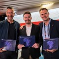 Source: Supplied. Mathius Ruch, co-founder and chief executive officer of CV VC; Wesley Patrick, author of the inaugural African Blockchain Report and Gideon Greaves, managing director of CV VC Africa at Davos.