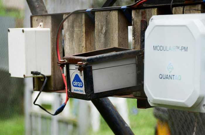 An installed air quality monitoring device outside the Uganda National Meteorological Authority (UNMA) station at the Makerere University in Kampala. Reuters/Abubaker Lubowa