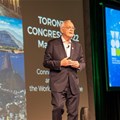 Supplied. World Out of Home Organization (WOO) president Tom Goddard addresses delegates at the WOO's Global Congress in Toronto