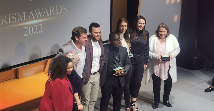 Pictured on stage: Retroviral and Flow Communications. Retroviral won Gold for the Checkers Sixty60 Swindler campaign and Silver for its Lilets Be You. Period. campaign and Flow Communications won Bronze for Marine Protected Areas Day (MPA Day).