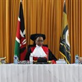 Image: Kenya's Supreme Court judges led by Chief Justice Martha Koome flanked by her deputy, Philomena Mwilu and Supreme Court judge Mohammed Ibrahim attend the final hearing day over a petition seeking to invalidate the outcome of the recent presidential election, at the Supreme Court in Nairobi, Kenya 2 September 2022. Reuters/Thomas Mukoya
