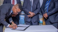 Source: Supplied. Nathaniel Nyika, chief investment officer of Norsad Capital; Kenny Nwosu, chief executive officer of Norsad Capital; Thomas Sakala chief executive officer of IDBZ and Dr Reggie Dangarembwa head of credit and policy.