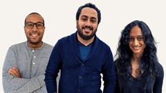 Source: Supplied. MoneyHash founders, Nader Abdelrazik, Mustafa Eid and Anisha Sekar.