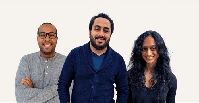 Source: Supplied. MoneyHash founders, Nader Abdelrazik, Mustafa Eid and Anisha Sekar.
