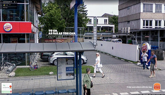 'You can order a Whopper to go, but you won't take it too far' Burger King says in its latest print campaign