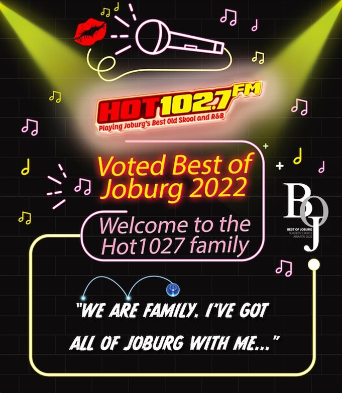 Hot 102.7FM wins coveted 'Best of Joburg' award