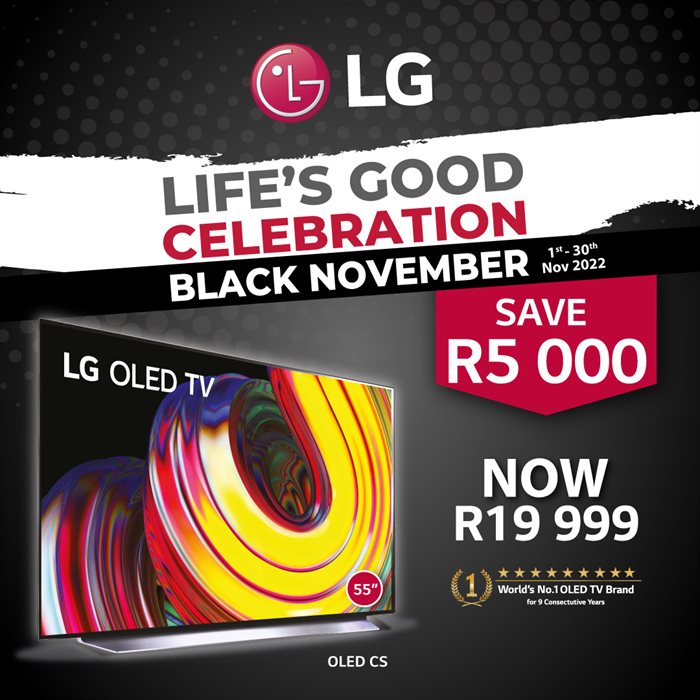 LG Black November SALE - Save up to R8,000 on LG TVs and audio