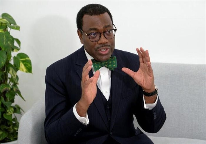 AfDB president Akinwumi Adesina attends an inteview with Reuters at the COP27 climate summit in the Red Sea resort in Sharm el-Sheikh, Egypt. 2022. Source: Reuters/Emilie Madi