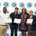 Pick n Pay Small Supplier Awards 2022 winners, with Pick n Pay's head of ESD Mishinga Seyuba Kombo (centre). Source: Supplied