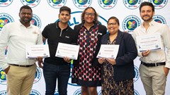 Pick n Pay Small Supplier Awards 2022 winners, with Pick n Pay's head of ESD Mishinga Seyuba Kombo (centre). Source: Supplied