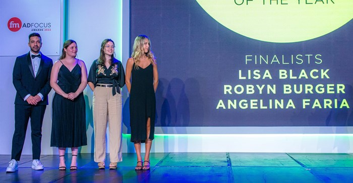 Image supplied. (L to r) Faheem Chaudhry, AdFocus aWards chairperson, Robyn Burger, Lisa Black and Angelina Faria (Student of the Year winner