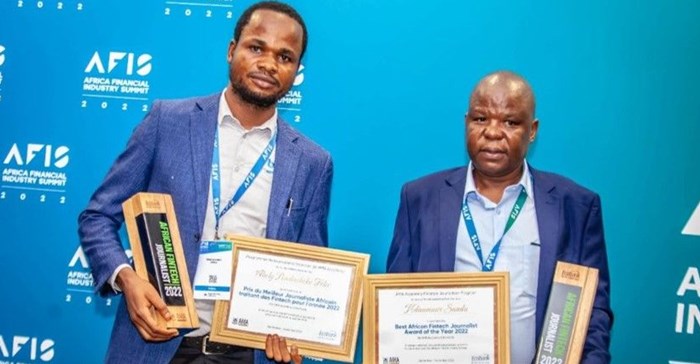 Image supplied. Felix Abely (L) and Joseph Sandu (R), Best Fintech Journalists of the Year