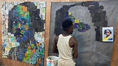 Image: Nigerian artist Eugene Komboye creates artworks using discarded plastic flip-flop sandals in his studio in Abeokuta, Ogun state, Nigeria, 21 January 2023. Reuters/Seun Sanni