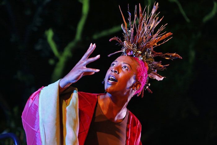 Chi Mhendes in the role of Oberon in A Midsummer Night's Dream at Maynardville 2023. Image by Mark Wessels