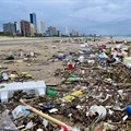 Image: South Beach in Durban earlier this February after heavy rains. Much of it comes from rivers that empty into the sea. Photos: Lucas Nowicki | GroundUp